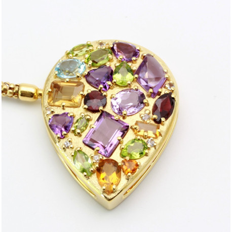 Wechselschließe mit Peridot Granat Amethyst Citrin und Topas