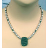 Perlenkette, silbergraue Süßwasser-Perlen mit Aventurin-Perlenketten