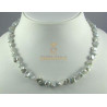 Perlenkette - Keshi-Perlen mit Zirkon in 46 cm Länge-Perlenketten