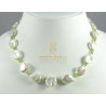 Perlenkette weiße Keshi-Perlen mit Peridot Halskette für Damen 45 cm-Perlenketten