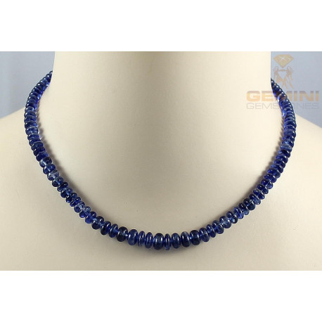 Disthen Kette - blaue Kyanit Rondelle - 43 cm lang-Edelsteinketten